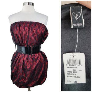 NEW Vintage Y2K Lace Dress size Small Evening event Prom Mini Sheath Red Black